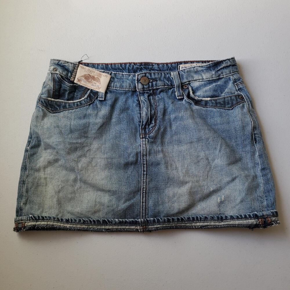 Y2K Polo Jeans Ralph Lauren Denim Skirt Womens 4 Blue Micro Mini Henley Grunge